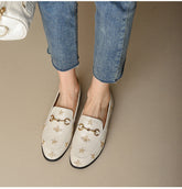 Klassische Leder-Loafer mit Bienen- und Stern-Motiv